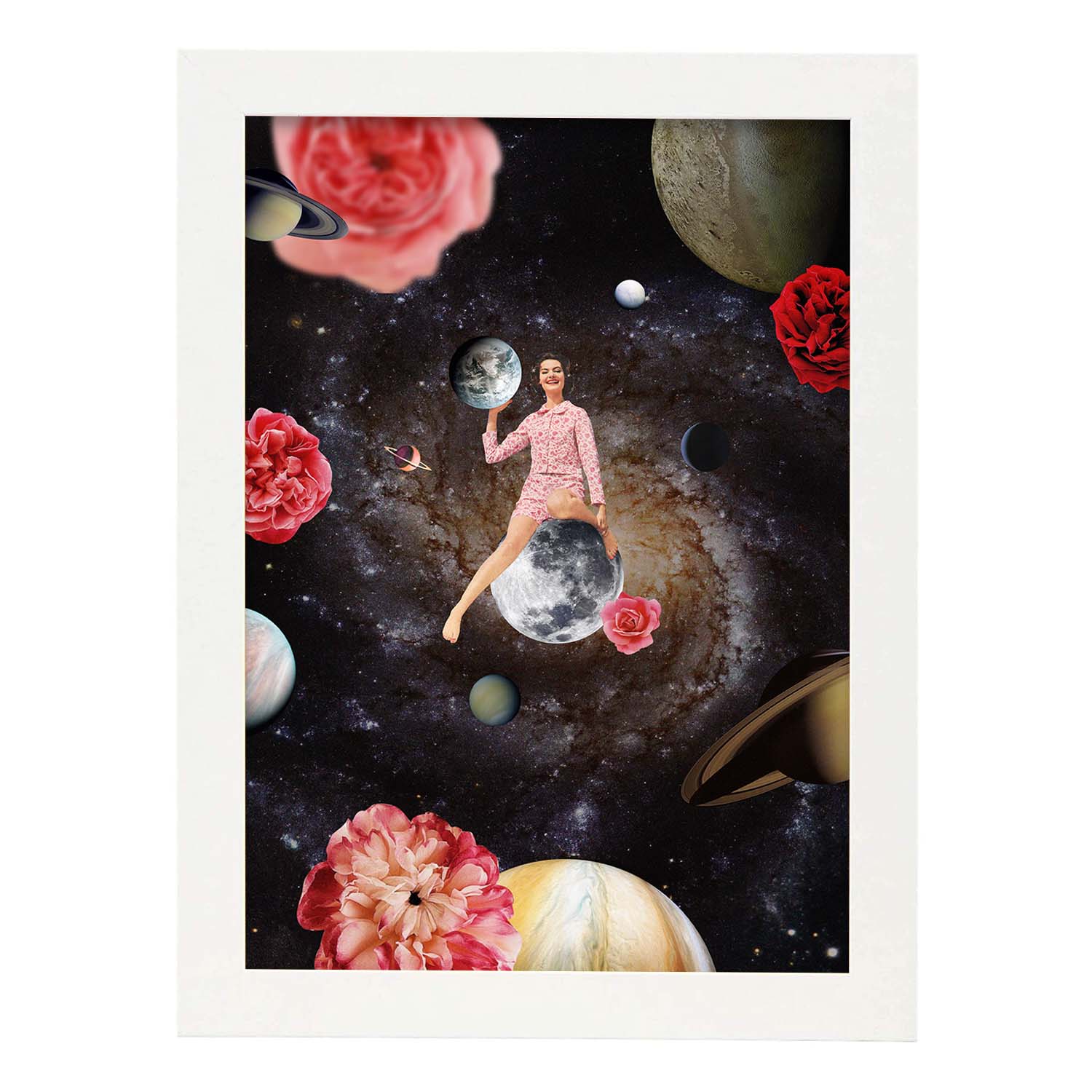 Lamina artistica decorativa con ilustración de Collage surrealista 31 estilo Collage-Artwork-Nacnic-A3-Marco Blanco-Nacnic Estudio SL