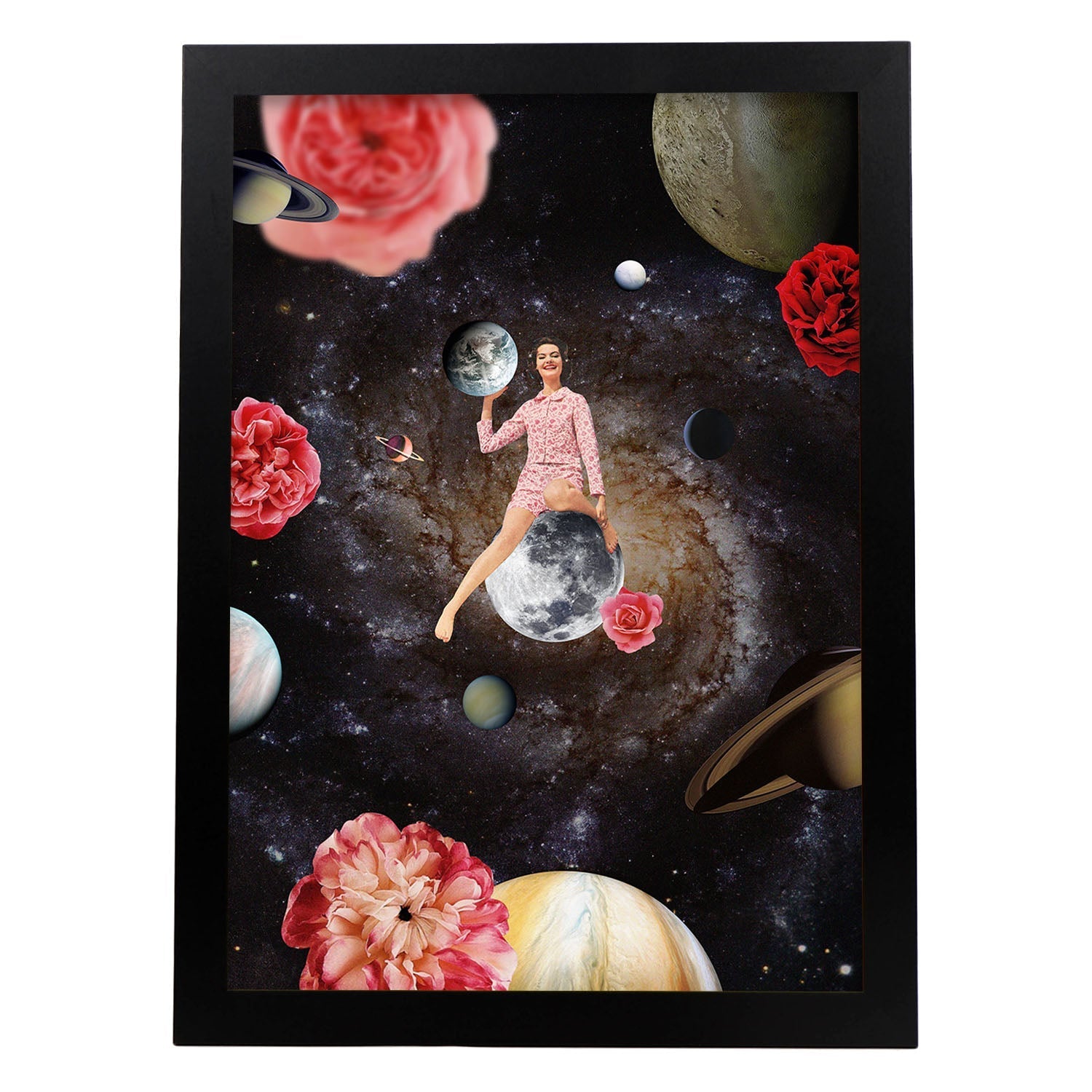 Lamina artistica decorativa con ilustración de Collage surrealista 31 estilo Collage-Artwork-Nacnic-A4-Marco Negro-Nacnic Estudio SL