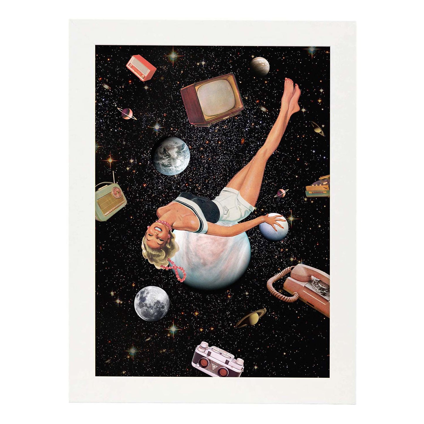 Lamina artistica decorativa con ilustración de Collage surrealista 32 estilo Collage-Artwork-Nacnic-A4-Marco Blanco-Nacnic Estudio SL