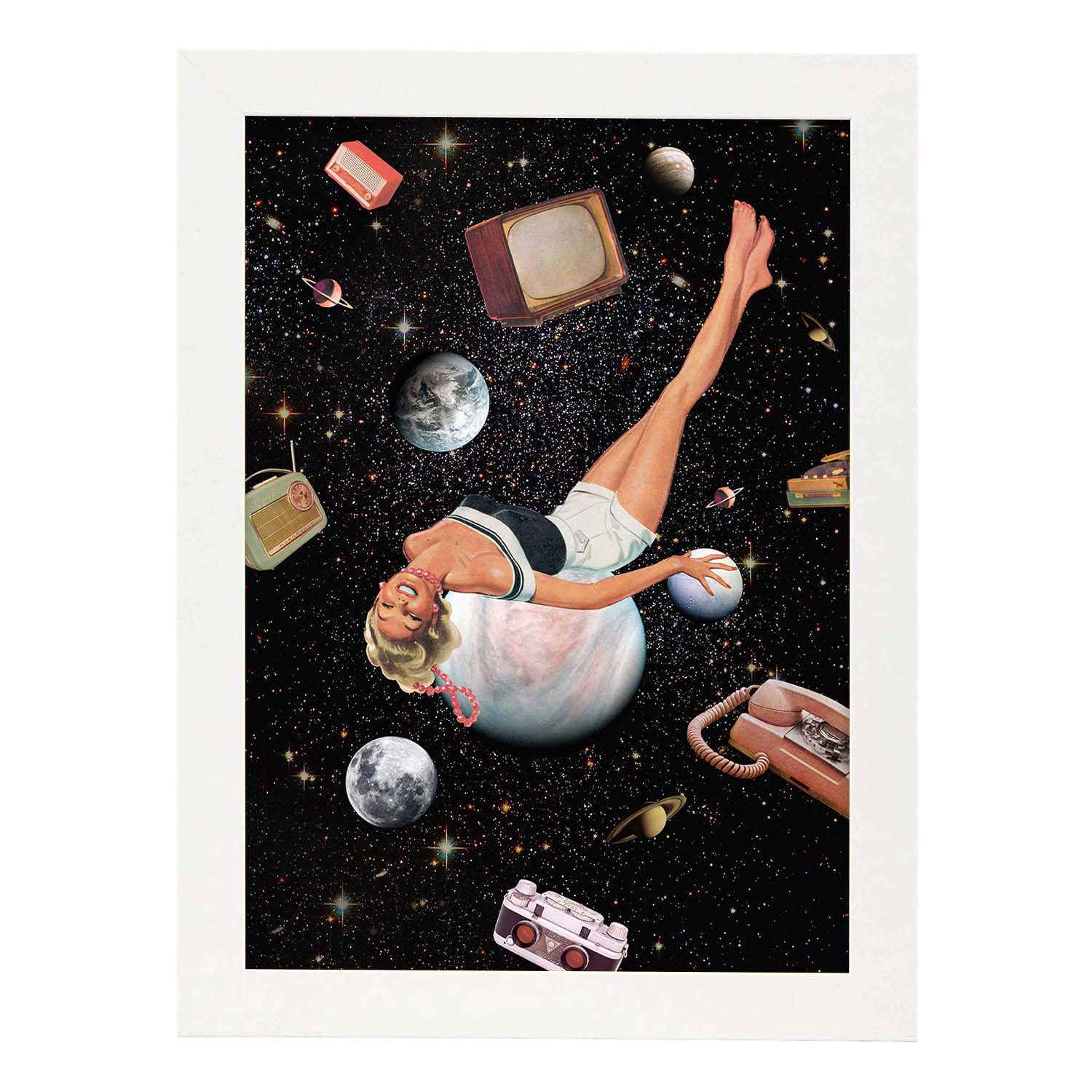 Lamina artistica decorativa con ilustración de Collage surrealista 32 estilo Collage-Artwork-Nacnic-A4-Marco Blanco-Nacnic Estudio SL