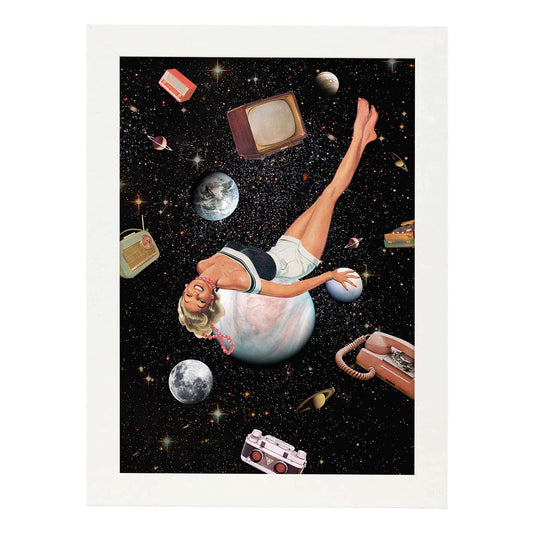Lamina artistica decorativa con ilustración de Collage surrealista 32 estilo Collage-Artwork-Nacnic-A4-Marco Blanco-Nacnic Estudio SL