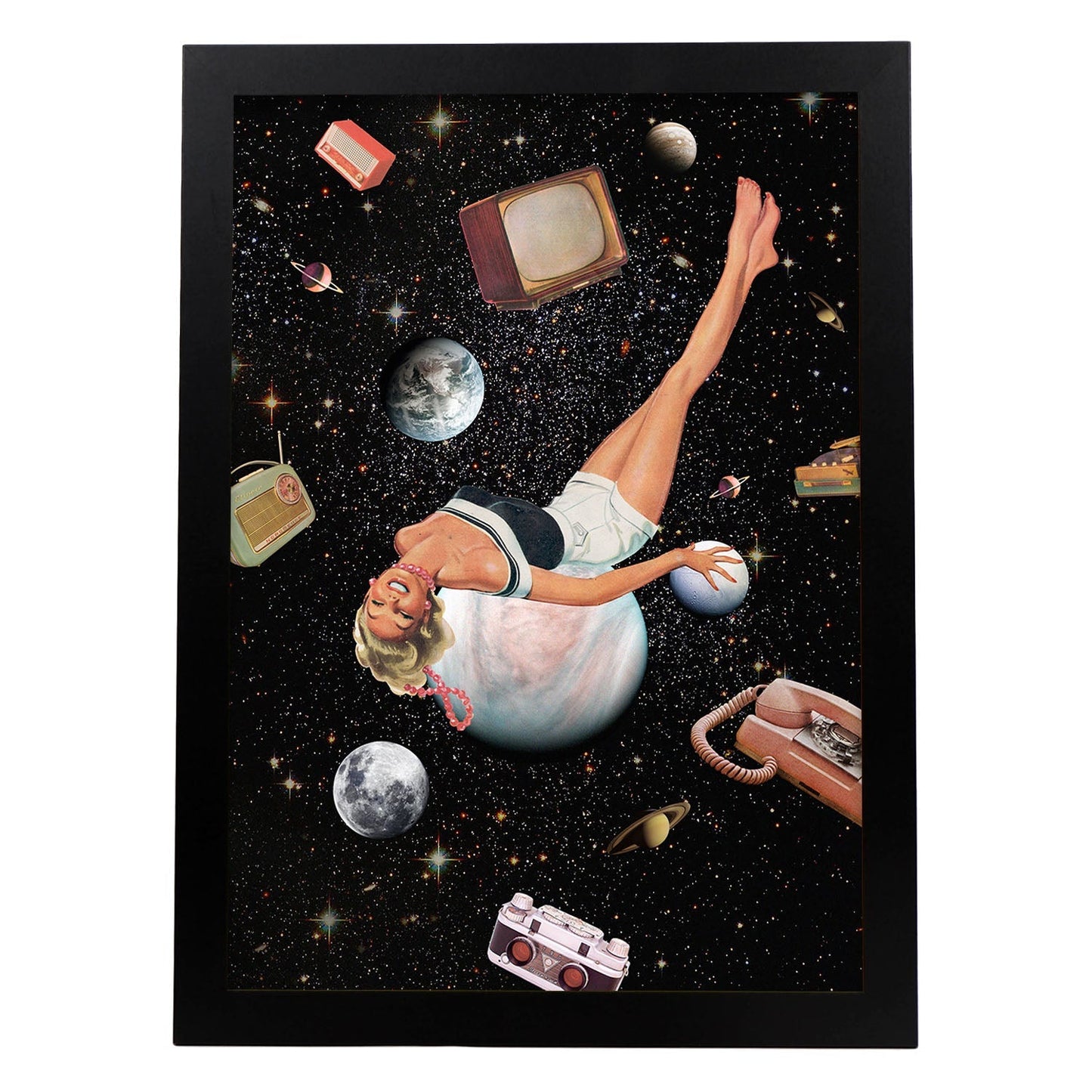 Lamina artistica decorativa con ilustración de Collage surrealista 32 estilo Collage-Artwork-Nacnic-A4-Marco Negro-Nacnic Estudio SL