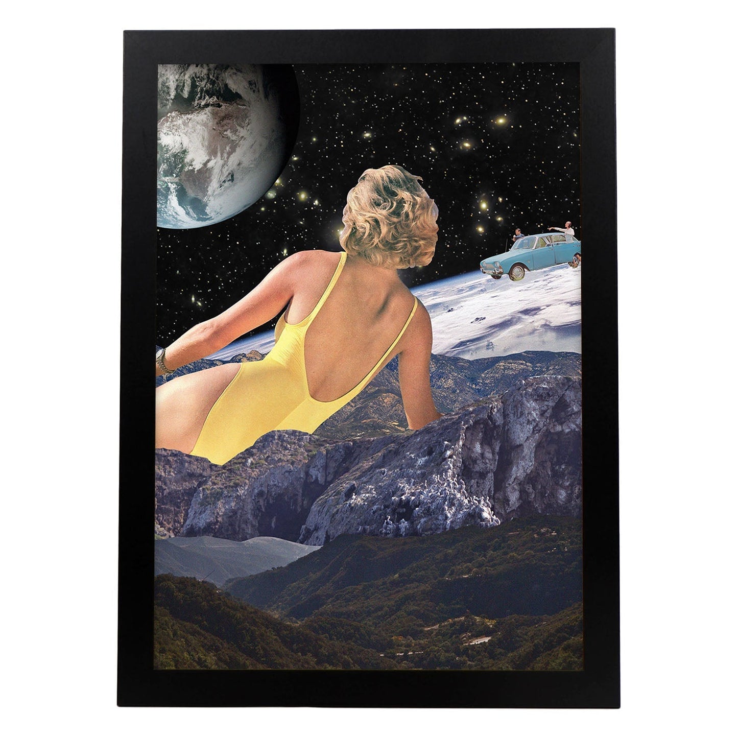 Lamina artistica decorativa con ilustración de Collage surrealista 34 estilo Collage-Artwork-Nacnic-A4-Marco Negro-Nacnic Estudio SL