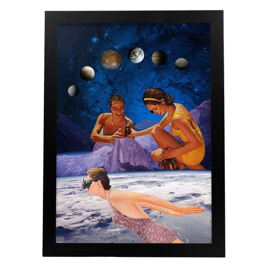 Lamina artistica decorativa con ilustración de Collage surrealista 35 estilo Collage-Artwork-Nacnic-A4-Marco Negro-Nacnic Estudio SL