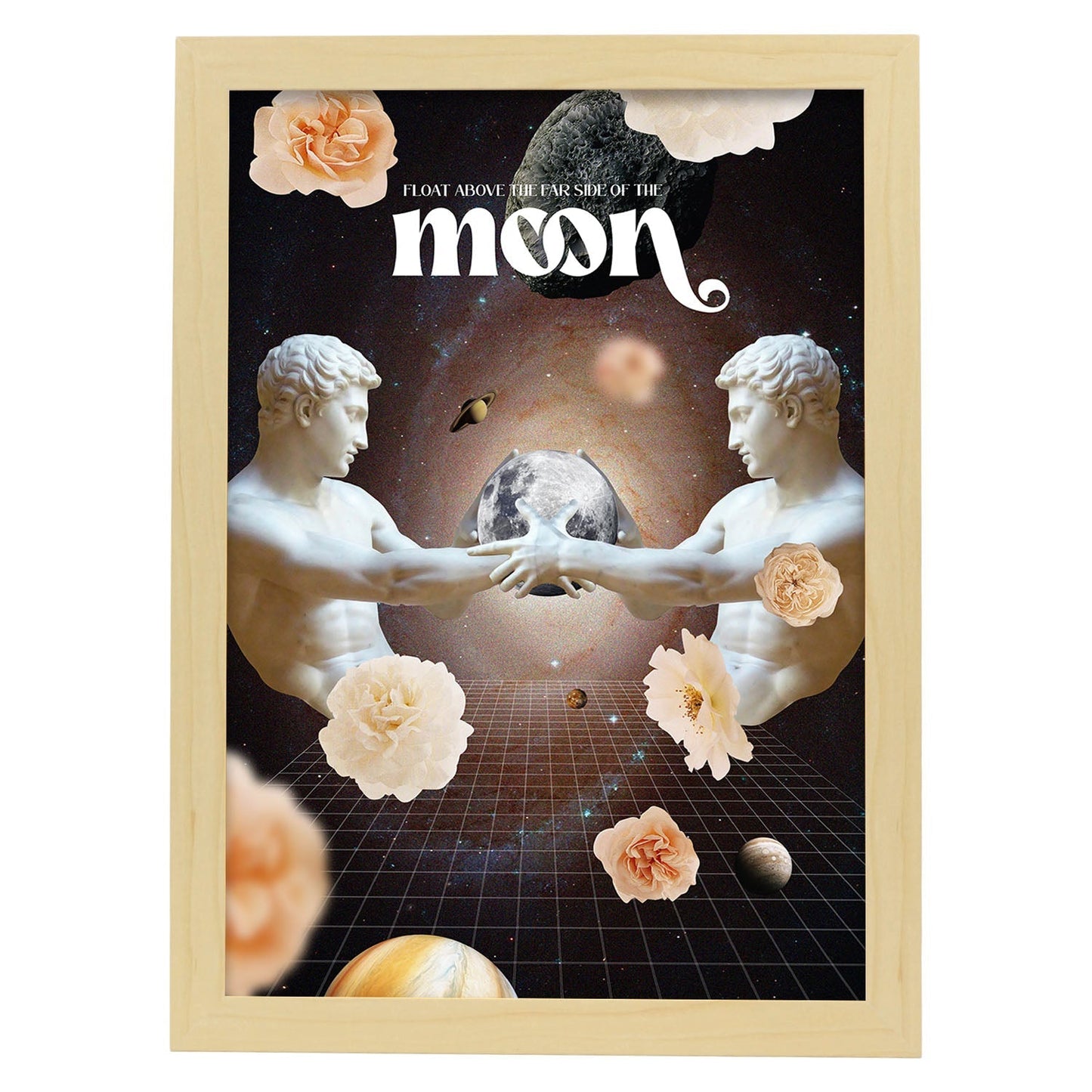 Lamina artistica decorativa con ilustración de Collage surrealista 36 estilo Collage-Artwork-Nacnic-A3-Marco Madera clara-Nacnic Estudio SL
