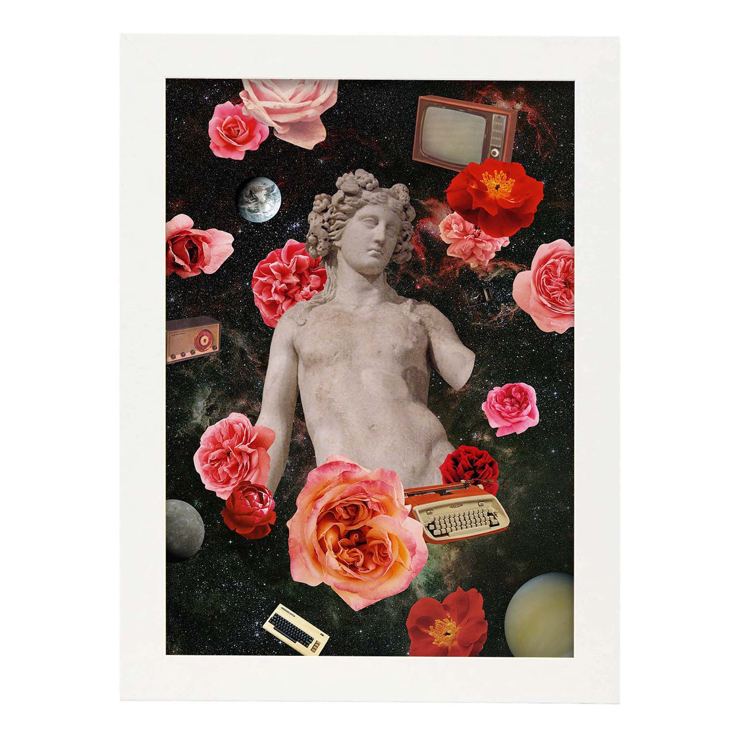 Lamina artistica decorativa con ilustración de Collage surrealista 38 estilo Collage-Artwork-Nacnic-A3-Marco Blanco-Nacnic Estudio SL