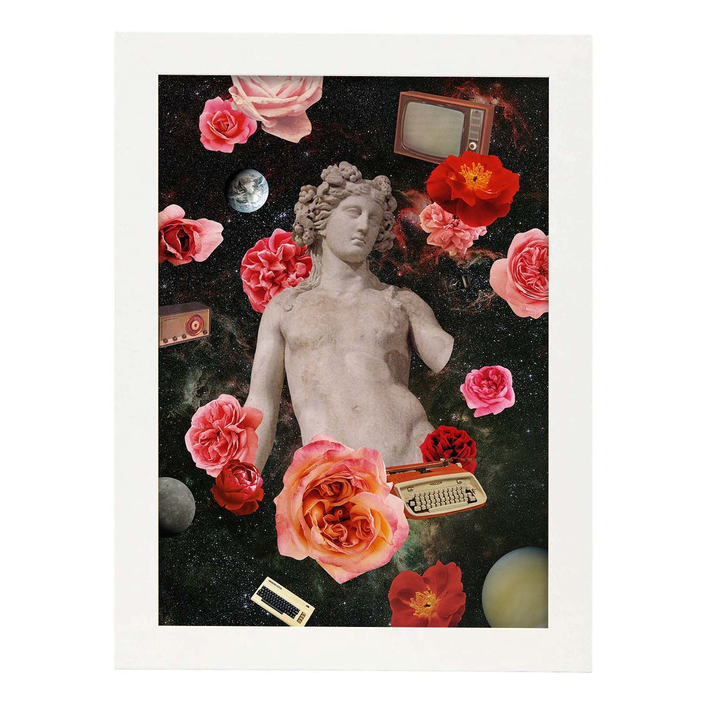 Lamina artistica decorativa con ilustración de Collage surrealista 38 estilo Collage-Artwork-Nacnic-A4-Marco Blanco-Nacnic Estudio SL