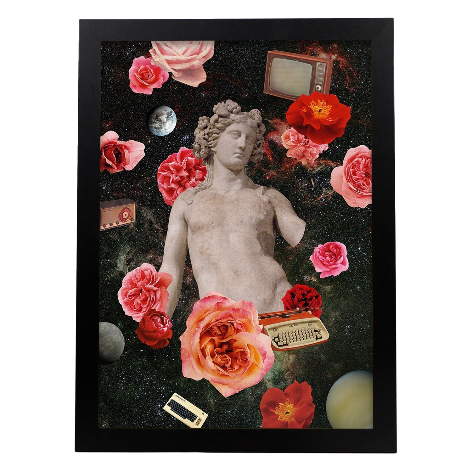 Lamina artistica decorativa con ilustración de Collage surrealista 38 estilo Collage-Artwork-Nacnic-A4-Marco Negro-Nacnic Estudio SL