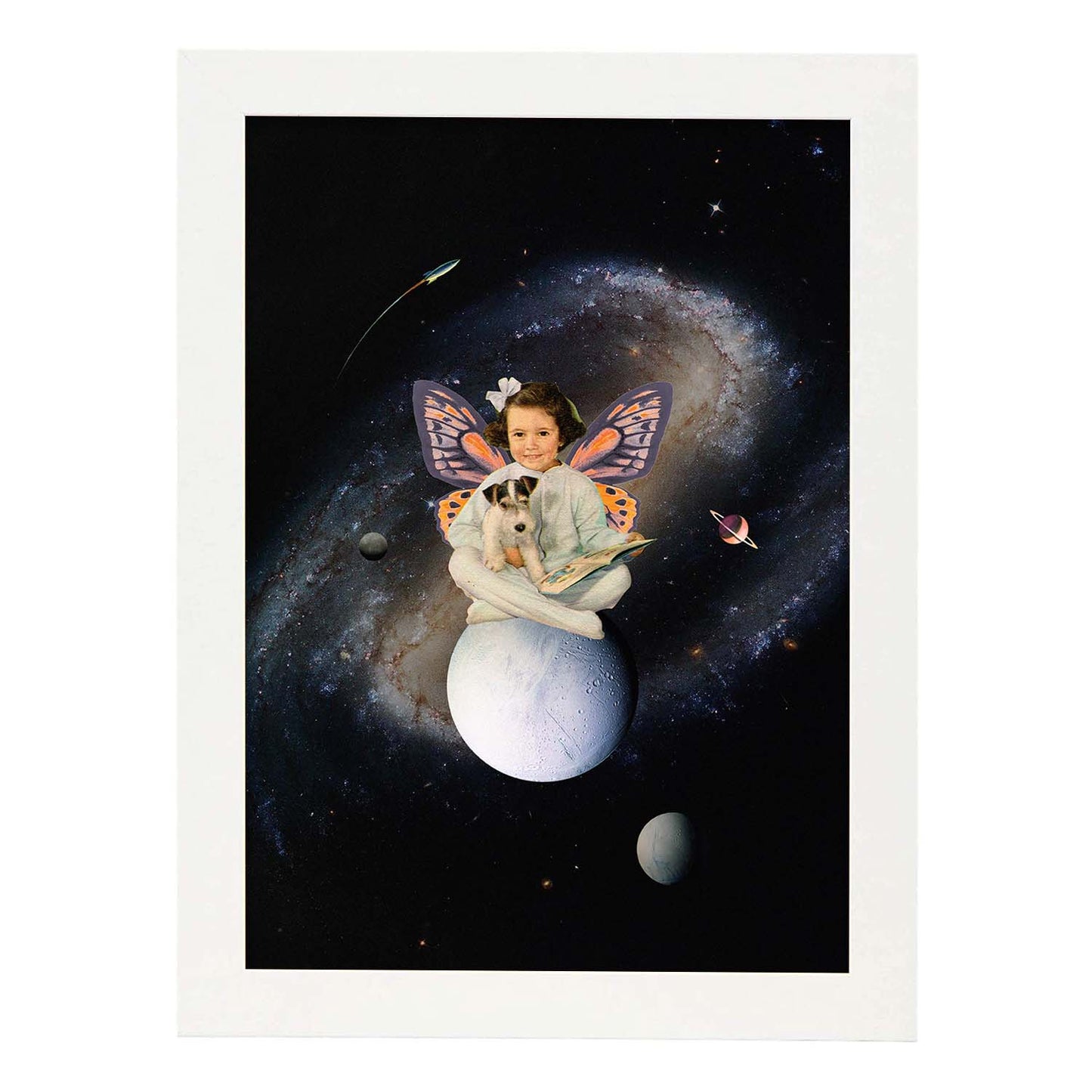 Lamina artistica decorativa con ilustración de Collage surrealista 39 estilo Collage-Artwork-Nacnic-A3-Marco Blanco-Nacnic Estudio SL