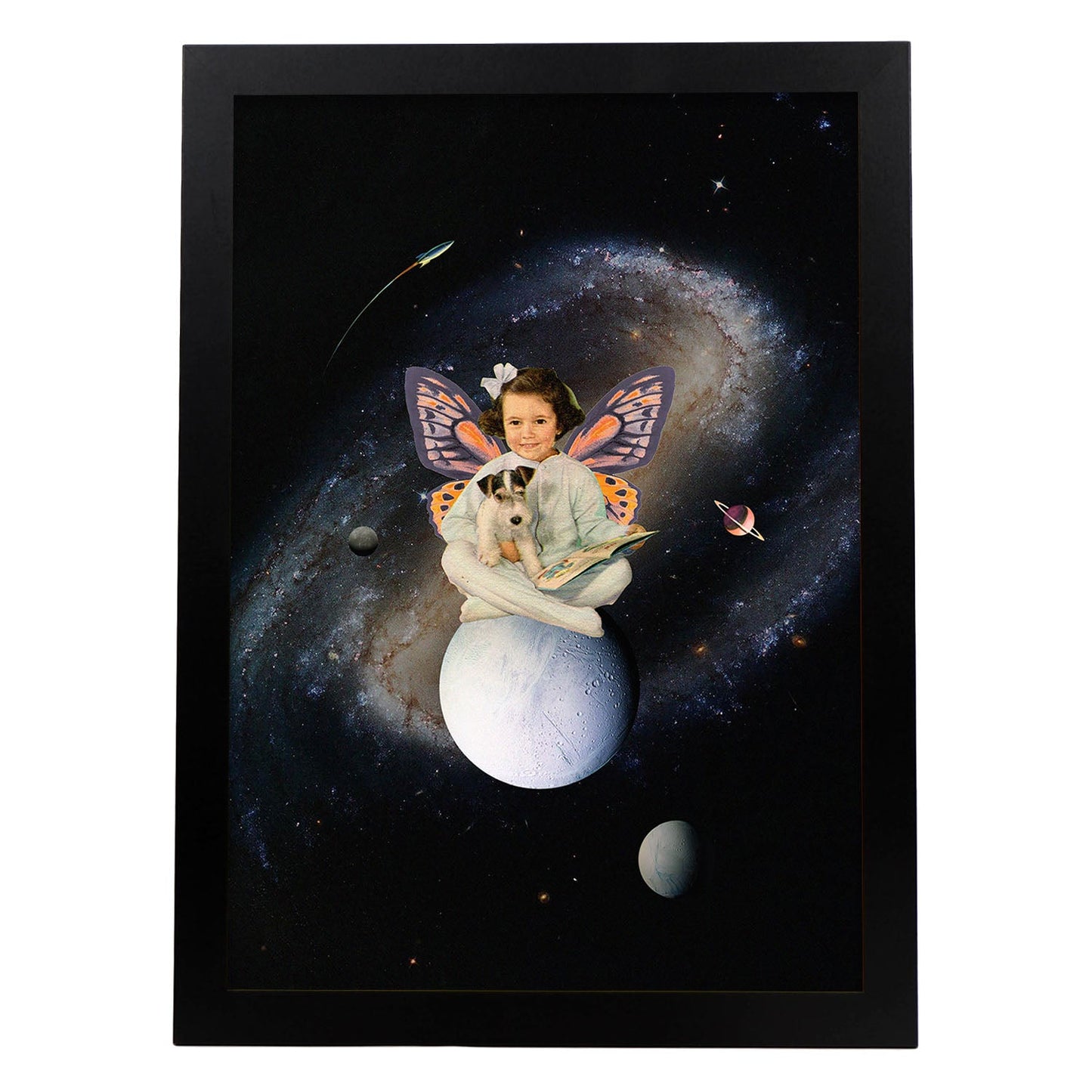 Lamina artistica decorativa con ilustración de Collage surrealista 39 estilo Collage-Artwork-Nacnic-A4-Marco Negro-Nacnic Estudio SL