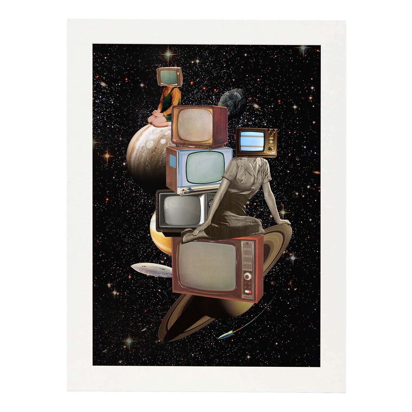 Lamina artistica decorativa con ilustración de Collage surrealista 42 estilo Collage-Artwork-Nacnic-A3-Marco Blanco-Nacnic Estudio SL