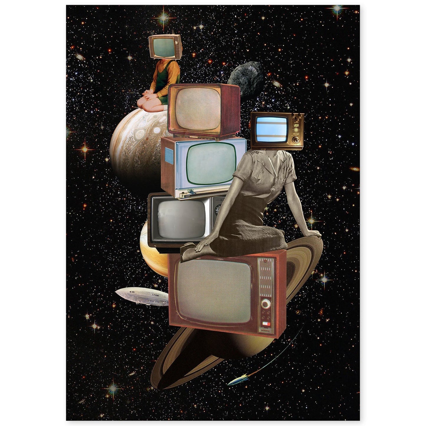 Lamina artistica decorativa con ilustración de Collage surrealista 42 estilo Collage-Artwork-Nacnic-A4-Sin marco-Nacnic Estudio SL