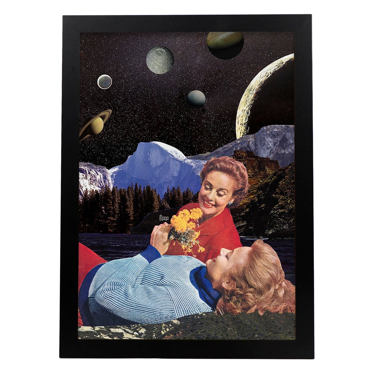Lamina artistica decorativa con ilustración de Collage surrealista 43 estilo Collage-Artwork-Nacnic-A4-Marco Negro-Nacnic Estudio SL
