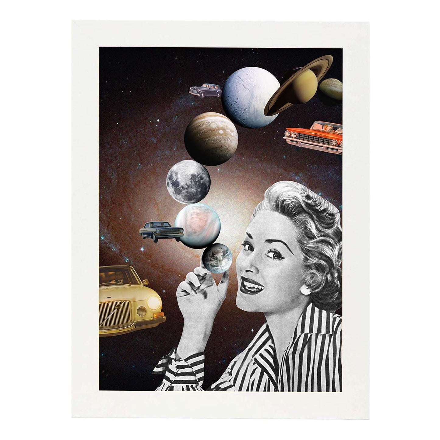 Lamina artistica decorativa con ilustración de Collage surrealista 44 estilo Collage-Artwork-Nacnic-A4-Marco Blanco-Nacnic Estudio SL