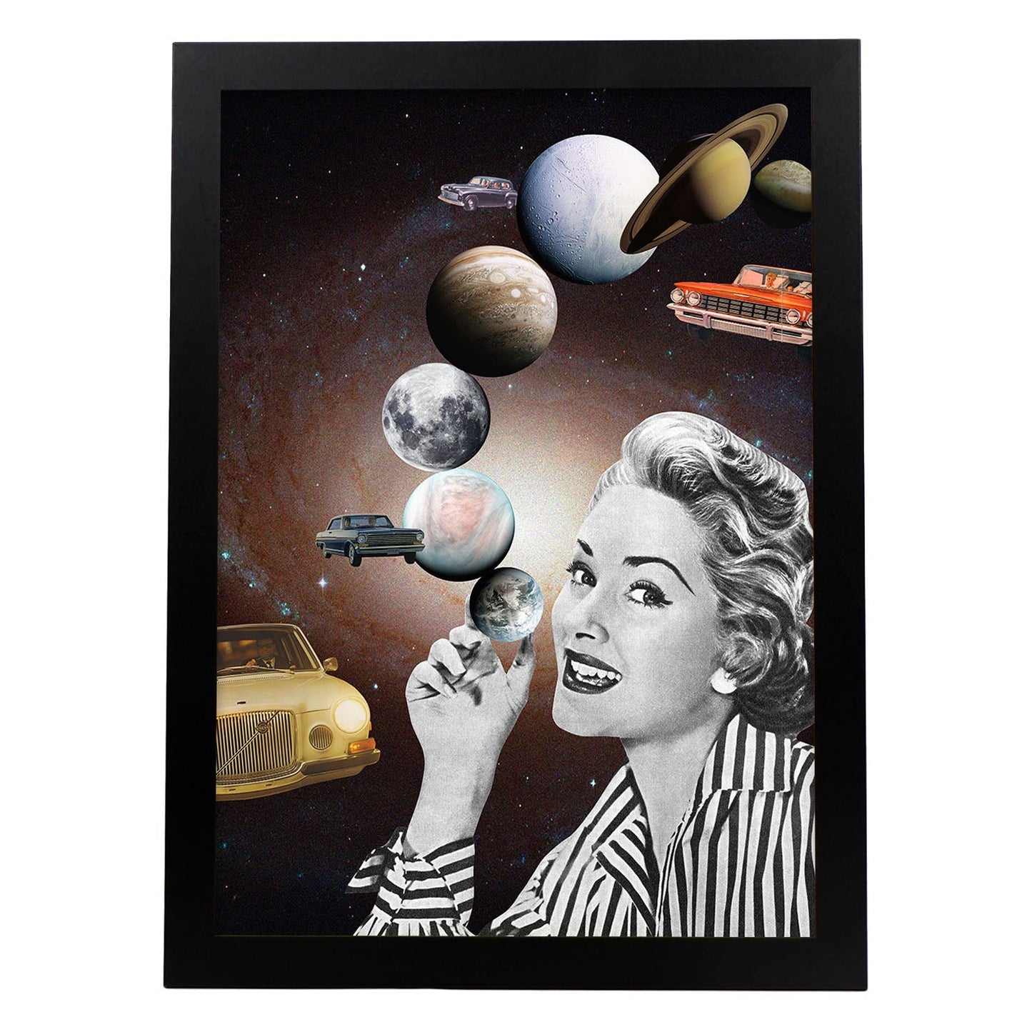 Lamina artistica decorativa con ilustración de Collage surrealista 44 estilo Collage-Artwork-Nacnic-A4-Marco Negro-Nacnic Estudio SL