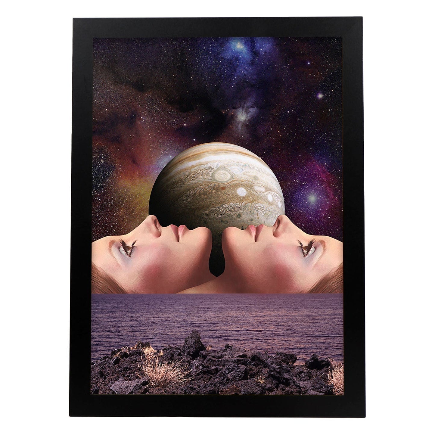 Lamina artistica decorativa con ilustración de Collage surrealista 48 estilo Collage-Artwork-Nacnic-A4-Marco Negro-Nacnic Estudio SL