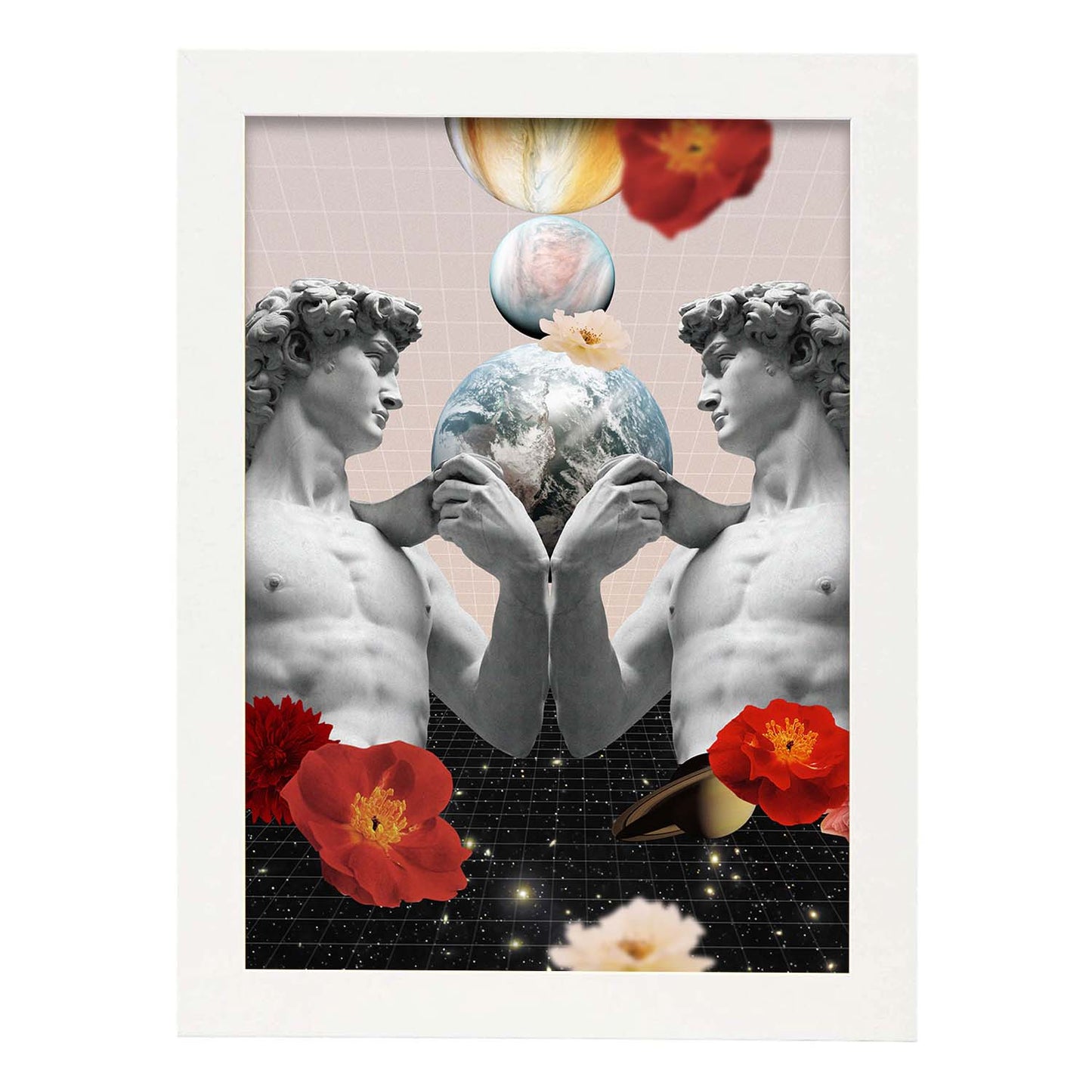 Lamina artistica decorativa con ilustración de Collage surrealista 50 estilo Collage-Artwork-Nacnic-A4-Marco Blanco-Nacnic Estudio SL