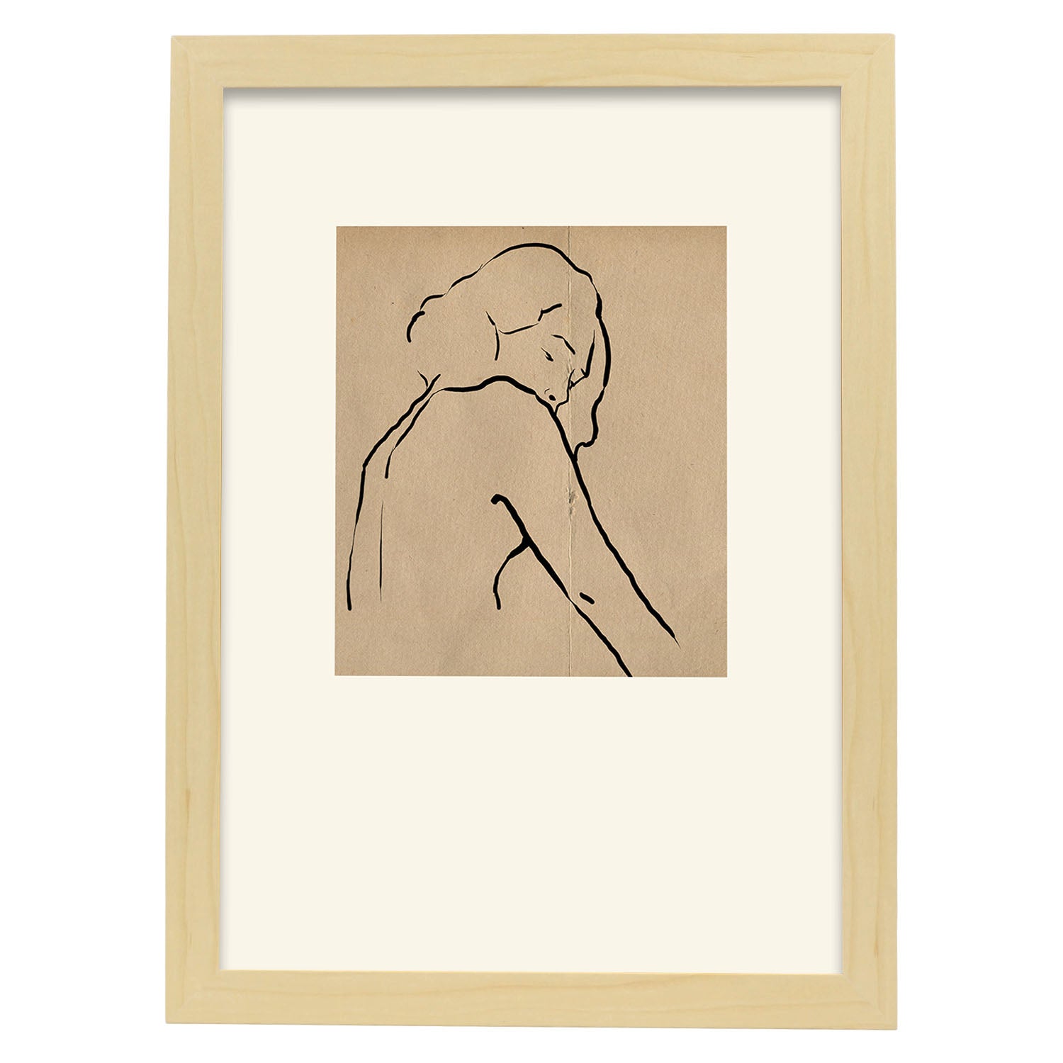 Lamina artistica decorativa con ilustración de Desnudos Matisse 08 estilo fauvista-Artwork-Nacnic-A3-Marco Madera clara-Nacnic Estudio SL