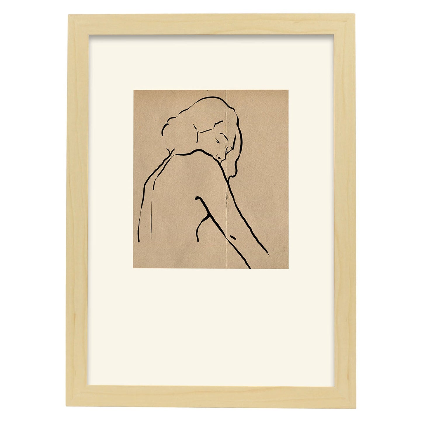Lamina artistica decorativa con ilustración de Desnudos Matisse 08 estilo fauvista-Artwork-Nacnic-A4-Marco Madera clara-Nacnic Estudio SL
