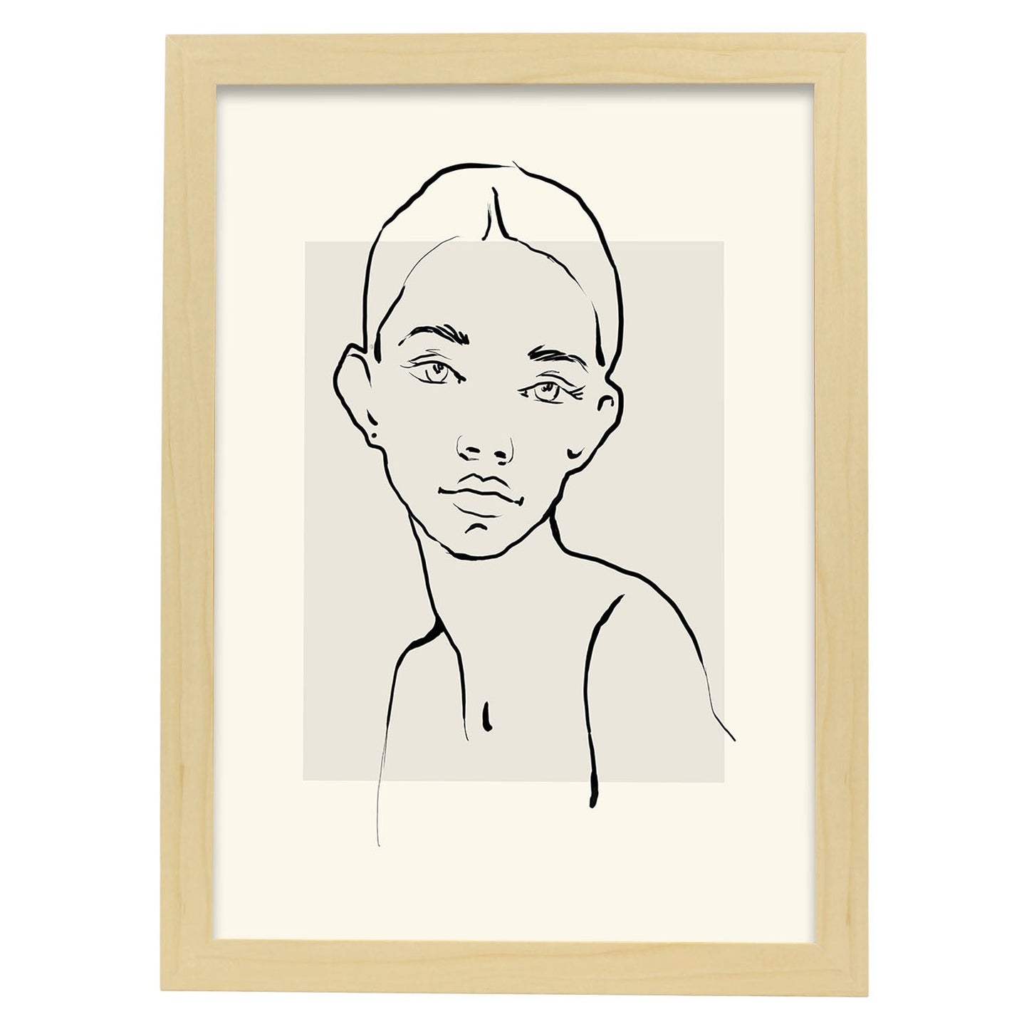 Lamina artistica decorativa con ilustración de Desnudos Matisse 13 estilo fauvista-Artwork-Nacnic-A4-Marco Madera clara-Nacnic Estudio SL