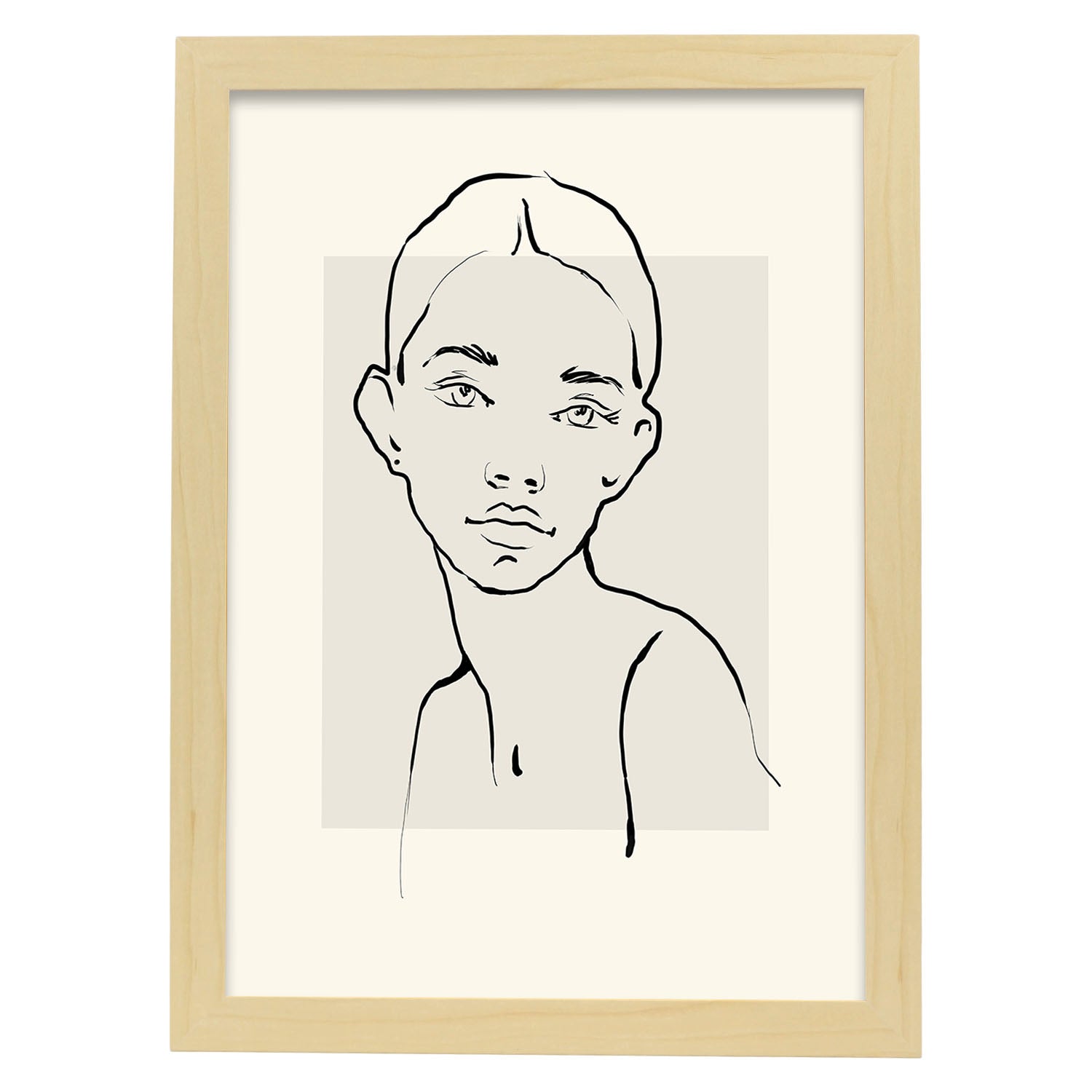 Lamina artistica decorativa con ilustración de Desnudos Matisse 13 estilo fauvista-Artwork-Nacnic-A4-Marco Madera clara-Nacnic Estudio SL