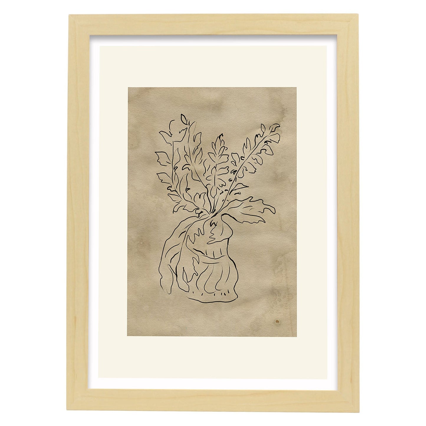 Lamina artistica decorativa con ilustración de Desnudos Matisse 17 estilo fauvista-Artwork-Nacnic-A4-Marco Madera clara-Nacnic Estudio SL