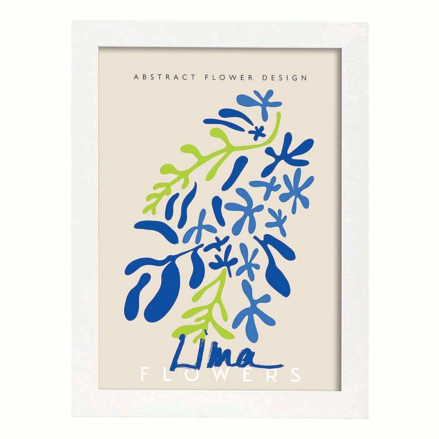 Lamina artistica decorativa con ilustración de Diseño abstracto de flor lima-Artwork-Nacnic-A3-Marco Blanco-Nacnic Estudio SL