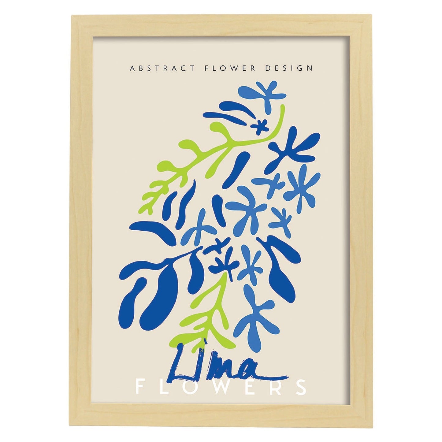 Lamina artistica decorativa con ilustración de Diseño abstracto de flor lima-Artwork-Nacnic-A3-Marco Madera clara-Nacnic Estudio SL