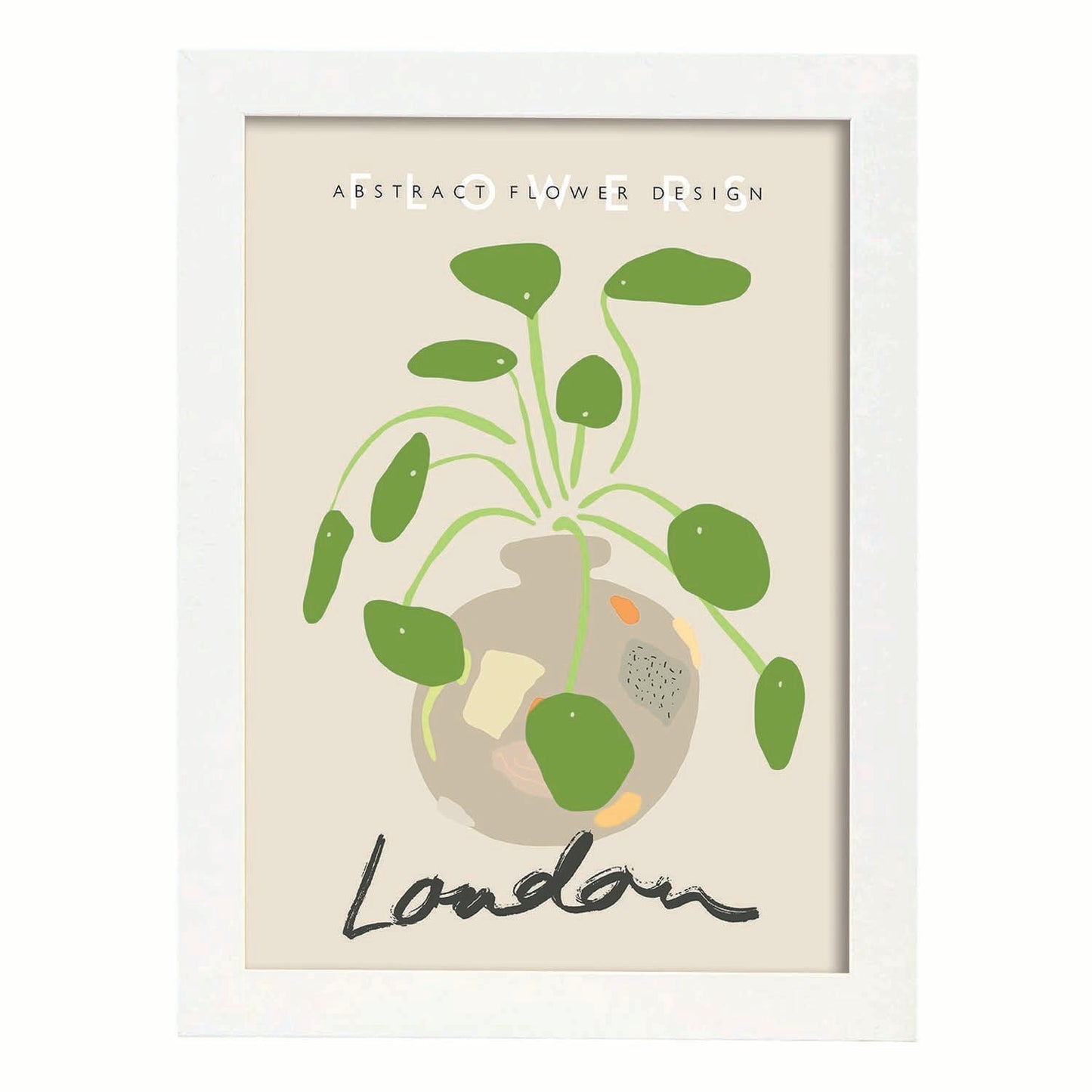 Lamina artistica decorativa con ilustración de Diseño abstracto de flor LONDRES-Artwork-Nacnic-A3-Marco Blanco-Nacnic Estudio SL