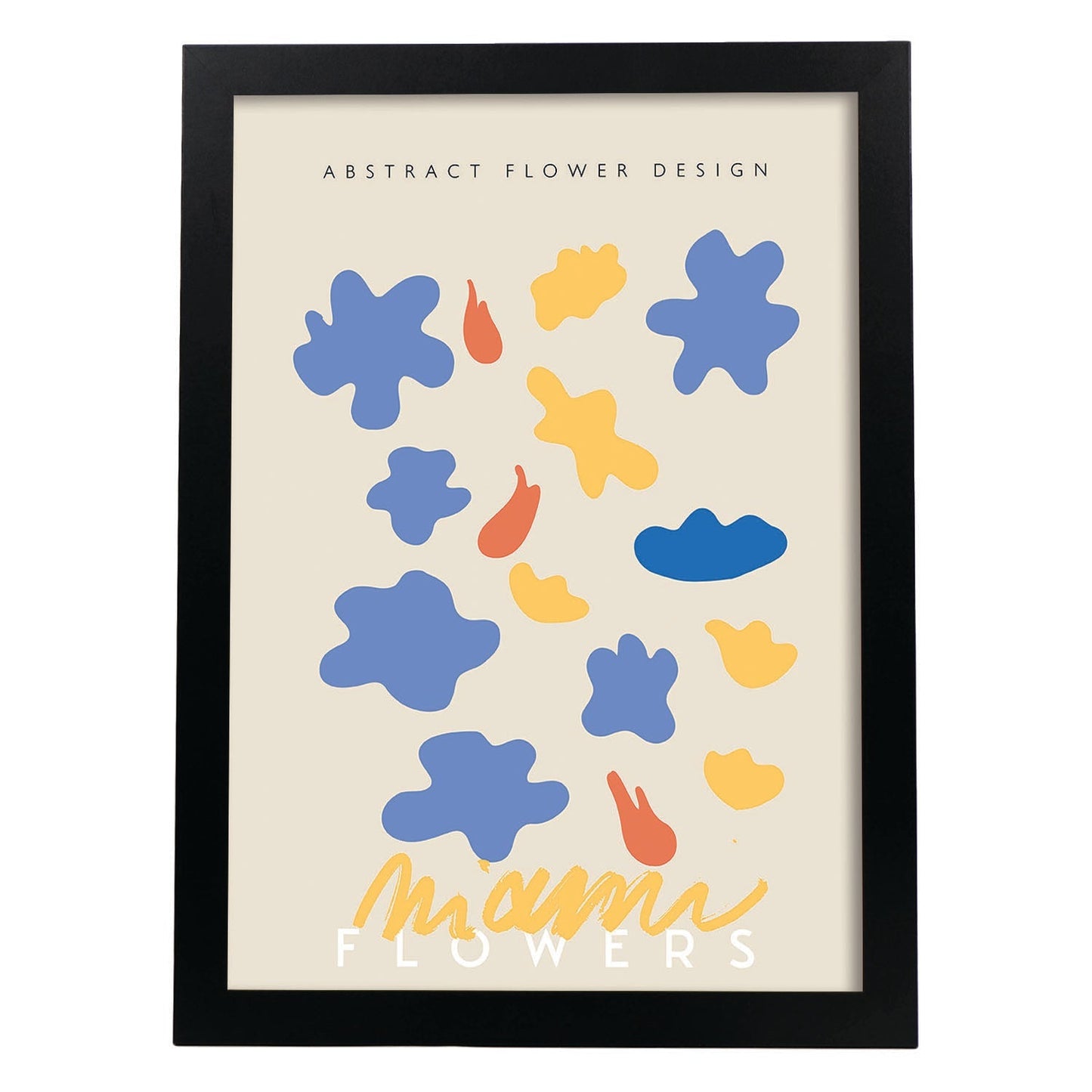 Lamina artistica decorativa con ilustración de Diseño abstracto de flor Miami-Artwork-Nacnic-A3-Marco Negro-Nacnic Estudio SL