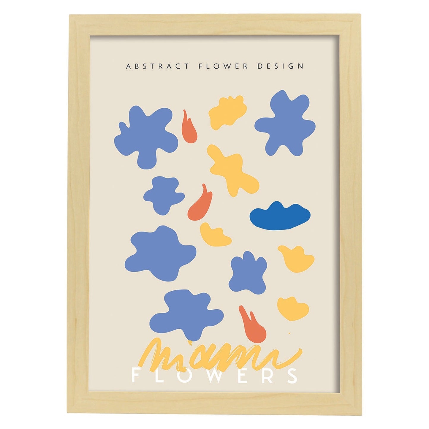 Lamina artistica decorativa con ilustración de Diseño abstracto de flor Miami-Artwork-Nacnic-A4-Marco Madera clara-Nacnic Estudio SL