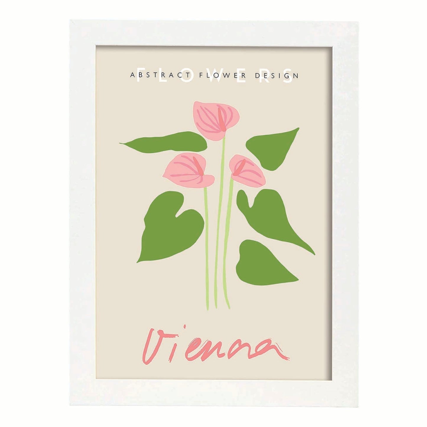 Lamina artistica decorativa con ilustración de Diseño abstracto de flor Viena-Artwork-Nacnic-A3-Marco Blanco-Nacnic Estudio SL