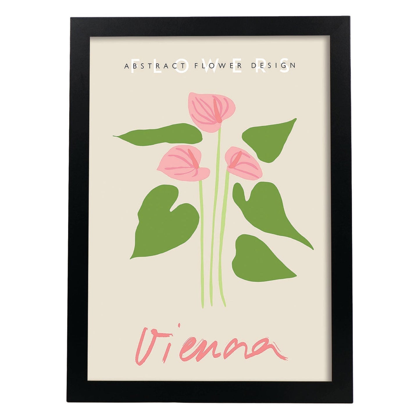 Lamina artistica decorativa con ilustración de Diseño abstracto de flor Viena-Artwork-Nacnic-A3-Marco Negro-Nacnic Estudio SL