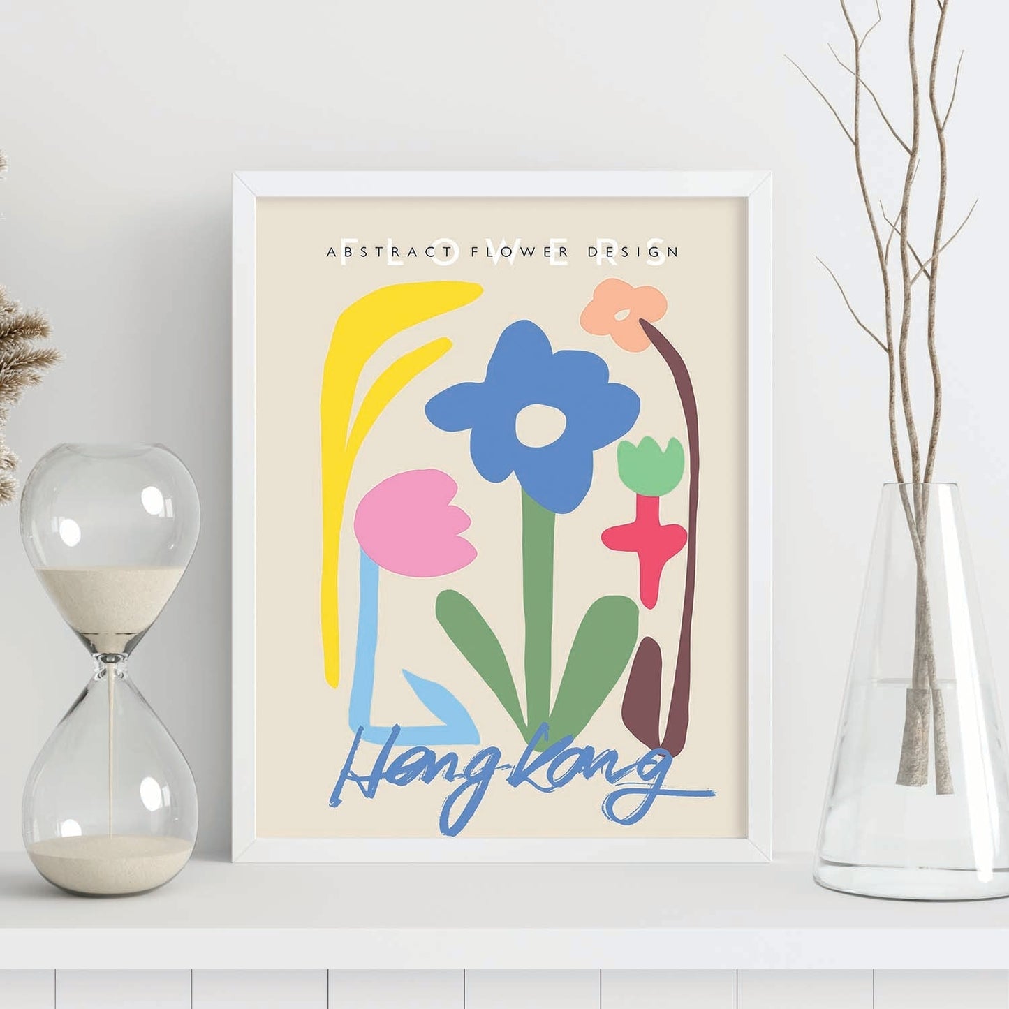 Lamina artistica decorativa con ilustración de Diseño de flor abstracto Hong Kong-Artwork-Nacnic-Nacnic Estudio SL