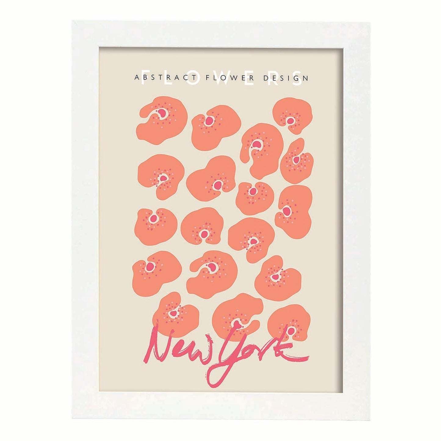 Lamina artistica decorativa con ilustración de Diseño de flor abstracto Nueva York-Artwork-Nacnic-A3-Marco Blanco-Nacnic Estudio SL