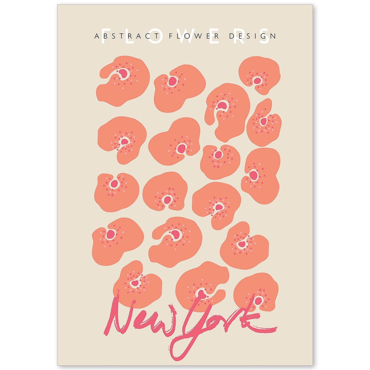 Lamina artistica decorativa con ilustración de Diseño de flor abstracto Nueva York-Artwork-Nacnic-A4-Sin marco-Nacnic Estudio SL