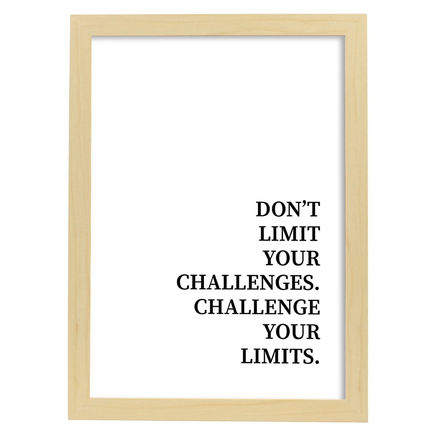 Lamina artistica decorativa con ilustración de dont limit your challenges estilo Mensaje inspiracional-Artwork-Nacnic-A4-Marco Madera clara-Nacnic Estudio SL