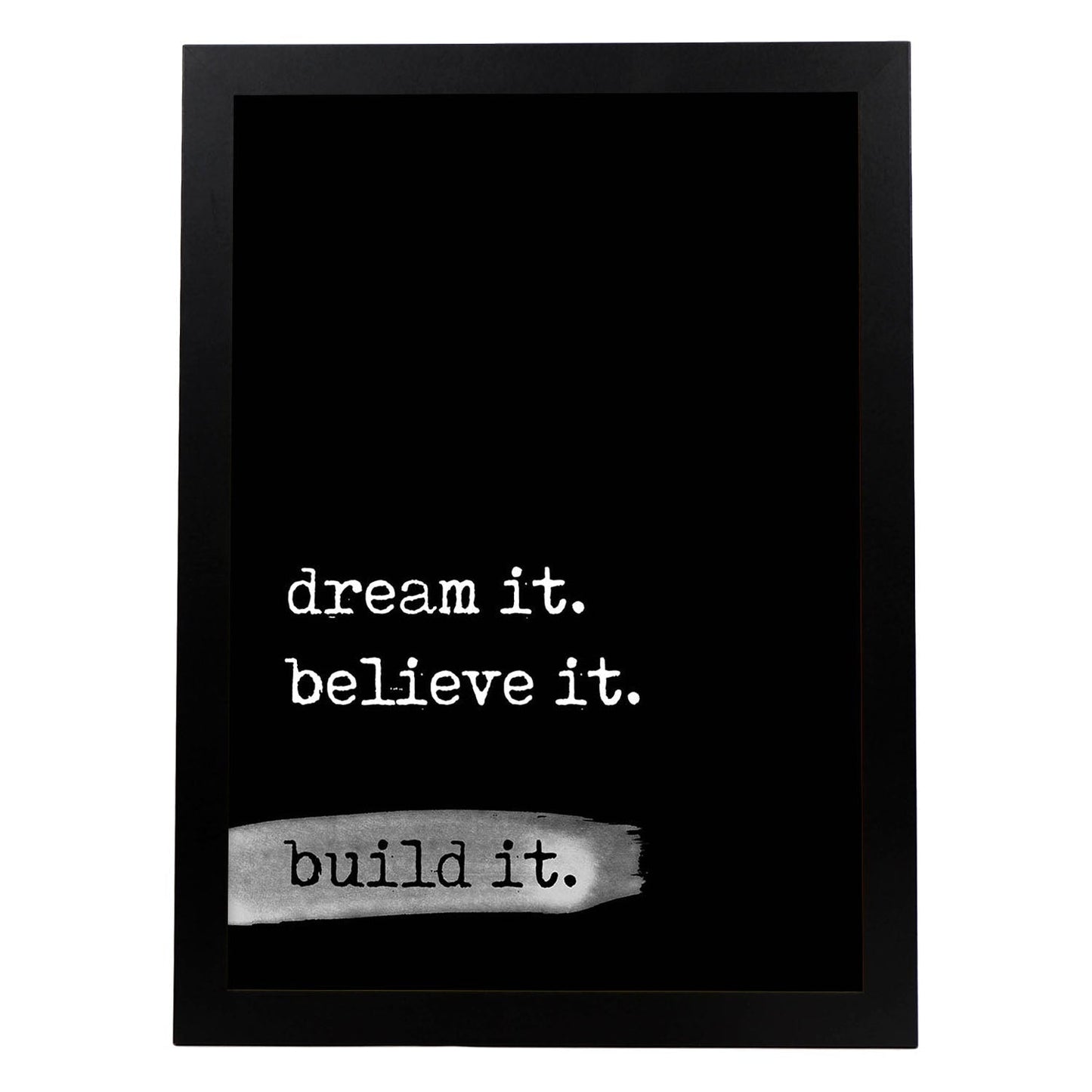 Lamina artistica decorativa con ilustración de dream it build it estilo Mensaje inspiracional-Artwork-Nacnic-A4-Marco Negro-Nacnic Estudio SL