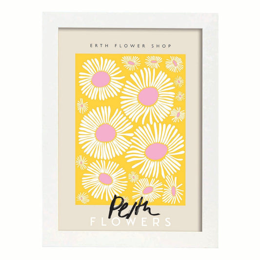 Lamina artistica decorativa con ilustración de Erth Flower Shop-Artwork-Nacnic-A4-Marco Blanco-Nacnic Estudio SL