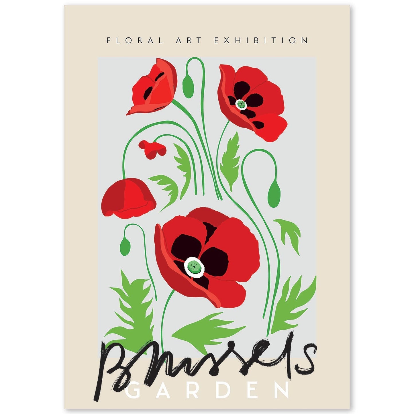 Lamina artistica decorativa con ilustración de Exposición de arte floral Bruselas-Artwork-Nacnic-A4-Sin marco-Nacnic Estudio SL