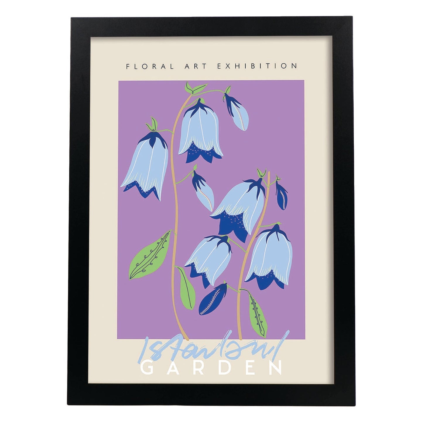 Lamina artistica decorativa con ilustración de Exposición de arte floral Estambul-Artwork-Nacnic-A4-Marco Negro-Nacnic Estudio SL