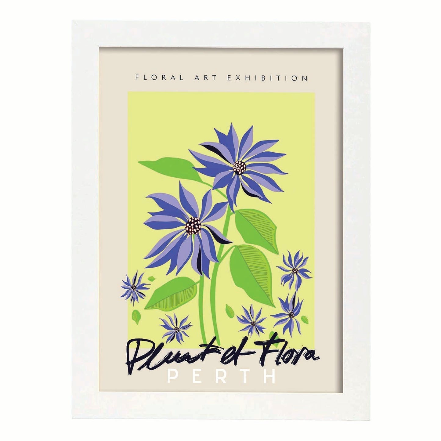 Lamina artistica decorativa con ilustración de Exposición de arte floral Perth-Artwork-Nacnic-A3-Marco Blanco-Nacnic Estudio SL