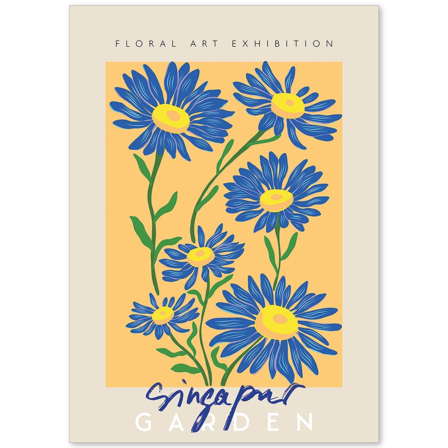Lamina artistica decorativa con ilustración de Exposición de arte floral Singapur-Artwork-Nacnic-A4-Sin marco-Nacnic Estudio SL
