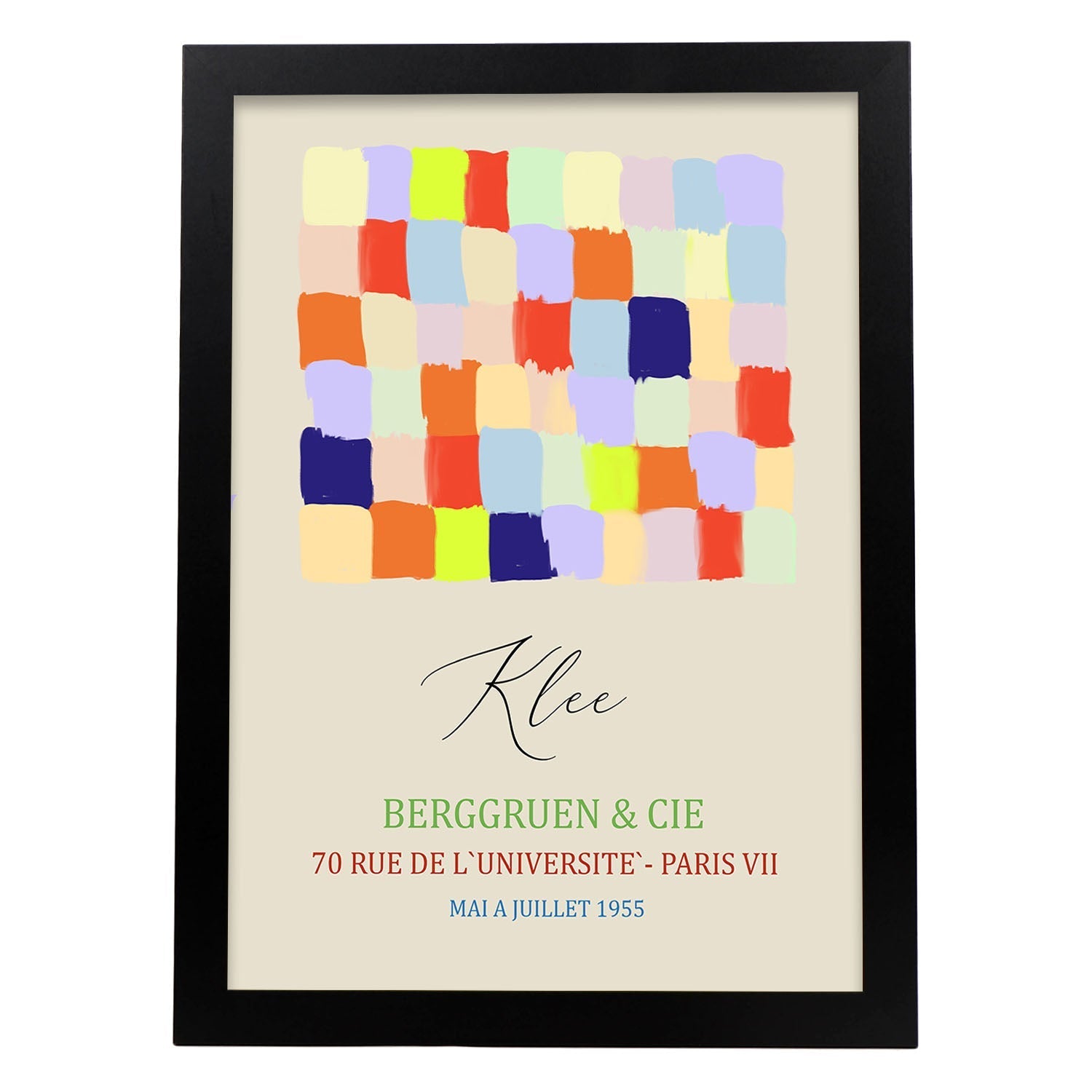 Lamina artistica decorativa con ilustración de Exposición Klee 1 estilo Expresionista-Artwork-Nacnic-A4-Marco Negro-Nacnic Estudio SL
