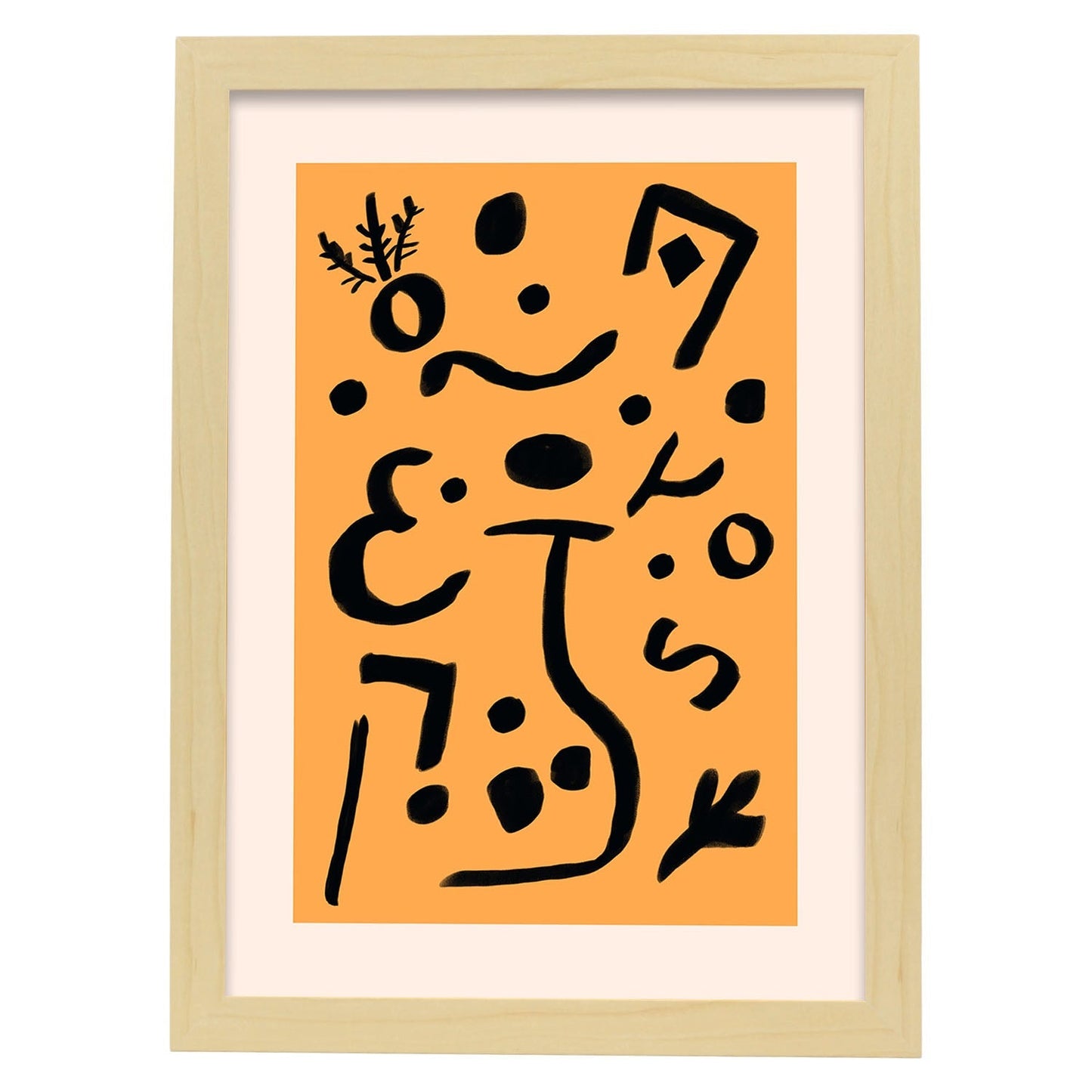 Lamina artistica decorativa con ilustración de Exposición Klee 3 estilo Expresionista-Artwork-Nacnic-A3-Marco Madera clara-Nacnic Estudio SL