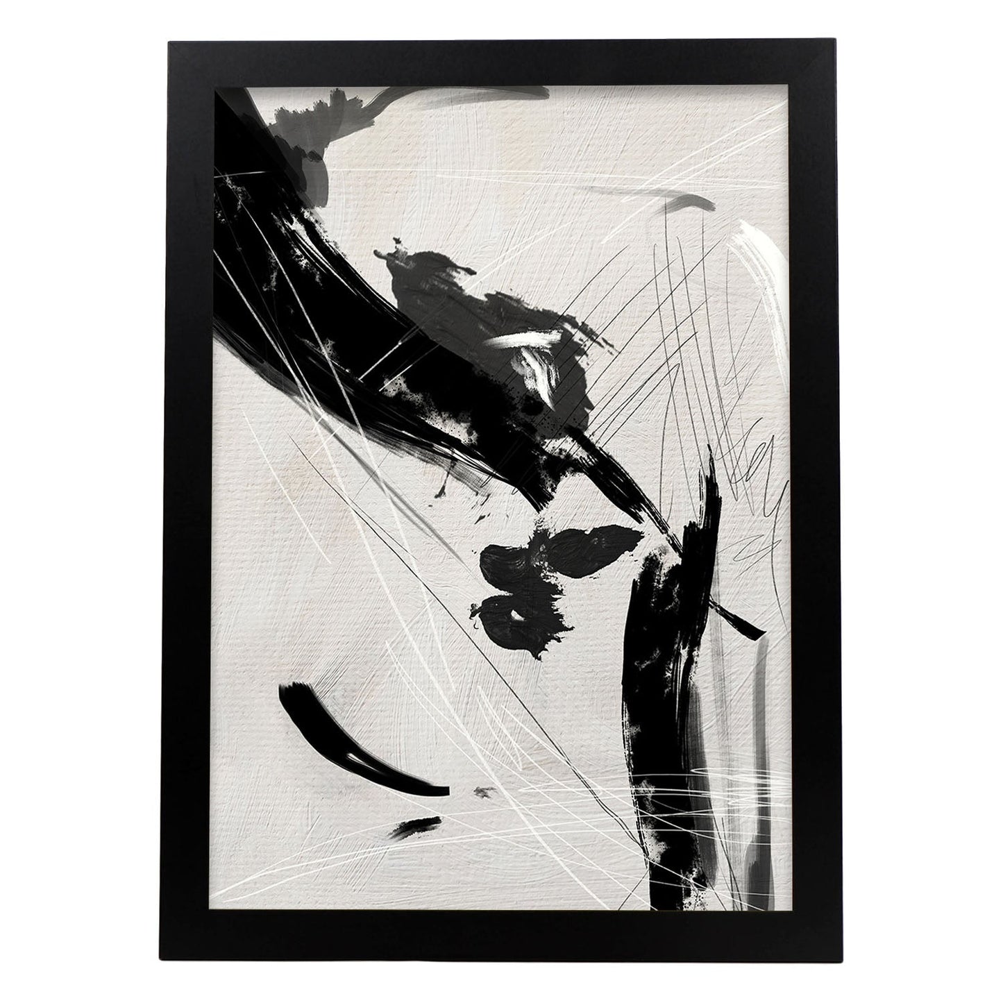 Lamina artistica decorativa con ilustración de Exposición Kline 1 estilo Abstracto-Artwork-Nacnic-A3-Marco Negro-Nacnic Estudio SL