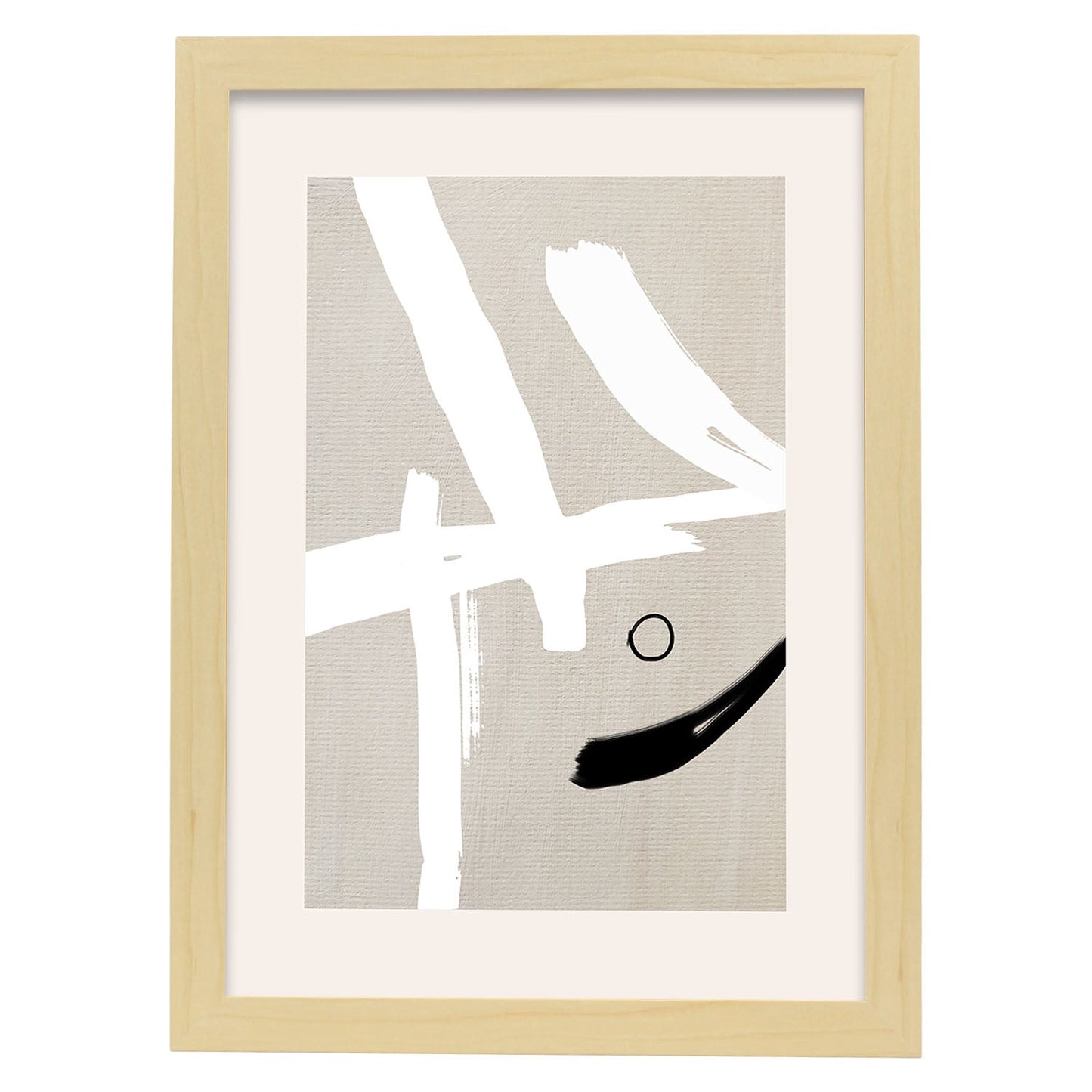 Lamina artistica decorativa con ilustración de Exposición Kline 11 estilo Abstracto-Artwork-Nacnic-A4-Marco Madera clara-Nacnic Estudio SL