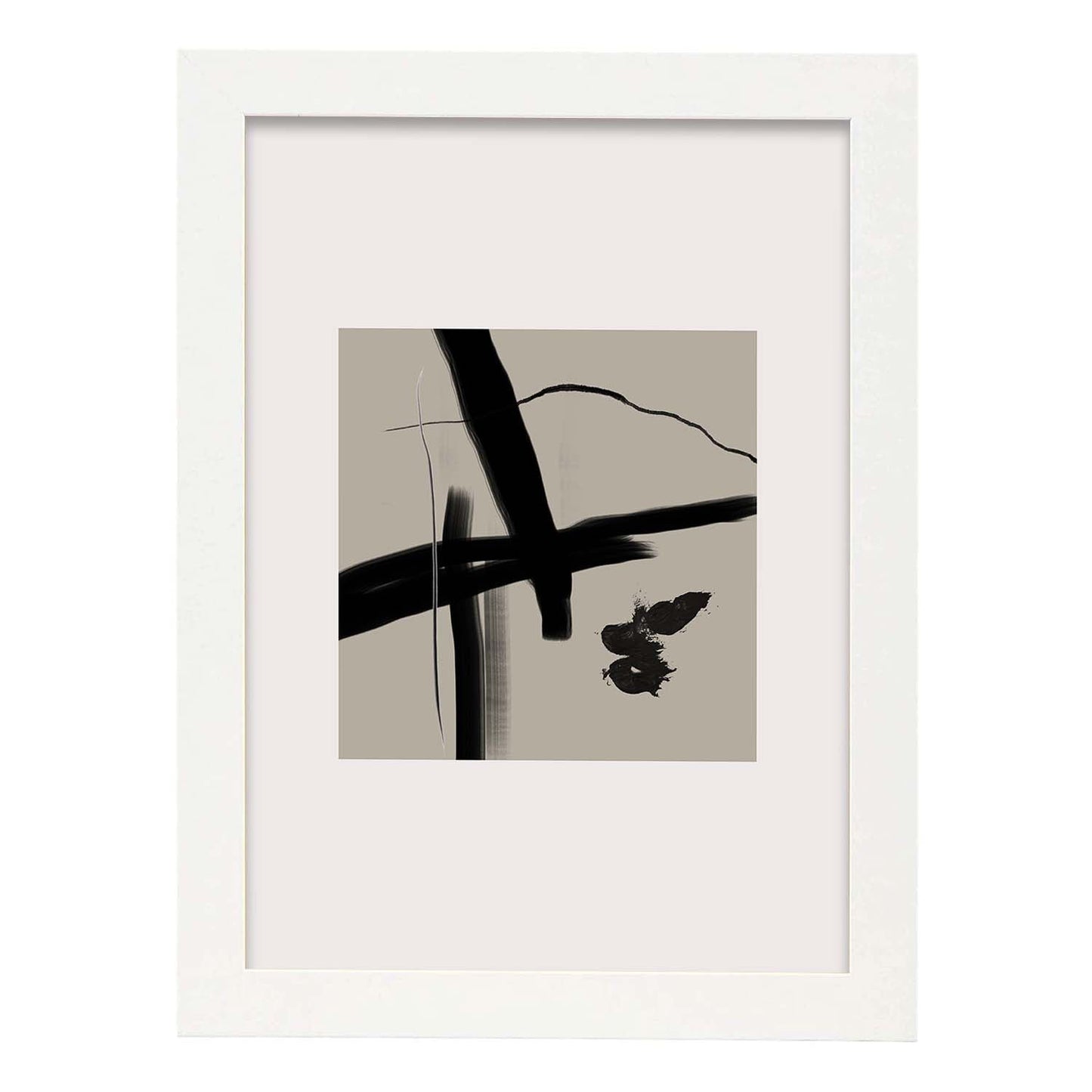 Lamina artistica decorativa con ilustración de Exposición Kline 12 estilo Abstracto-Artwork-Nacnic-A3-Marco Blanco-Nacnic Estudio SL