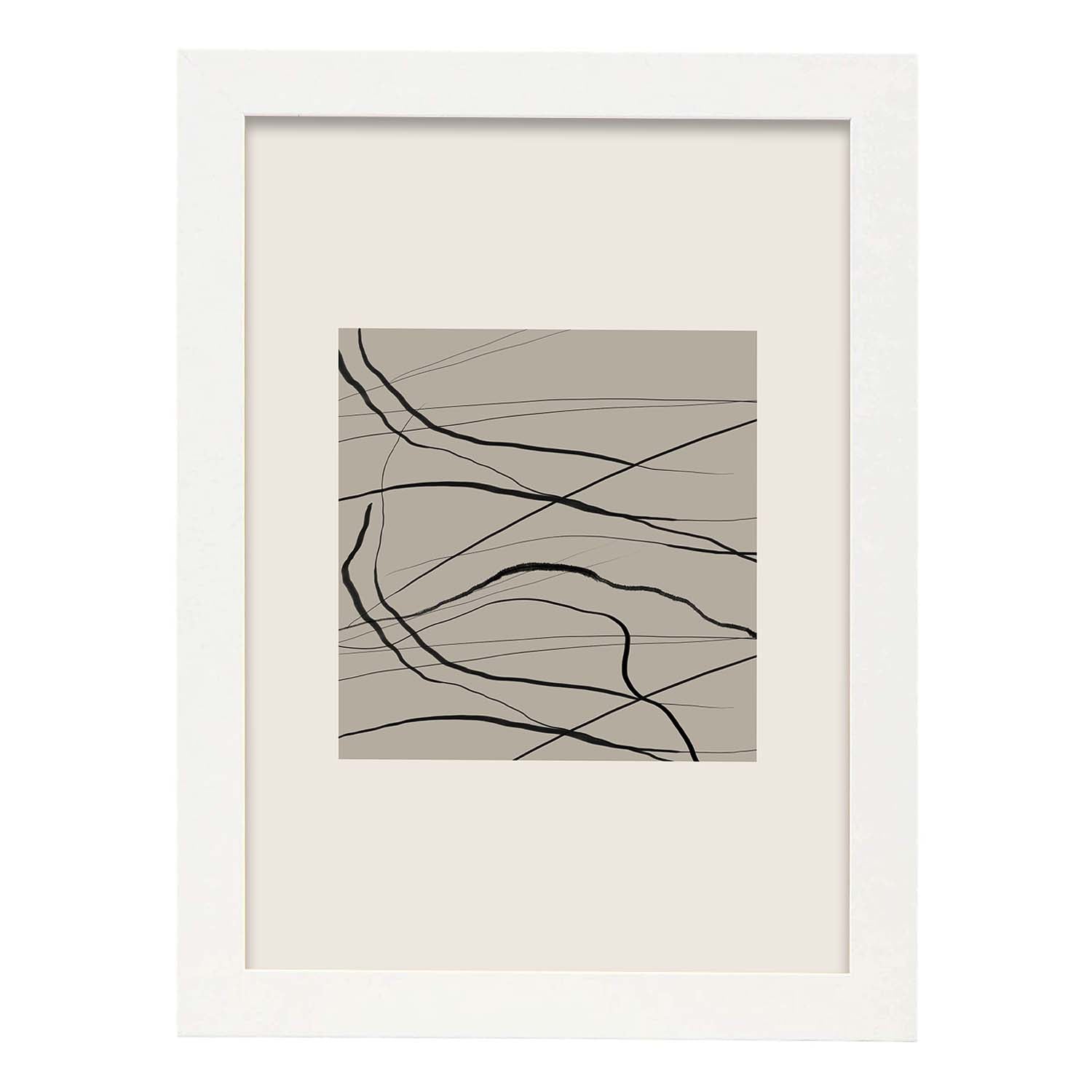 Lamina artistica decorativa con ilustración de Exposición Kline 13 estilo Abstracto-Artwork-Nacnic-A3-Marco Blanco-Nacnic Estudio SL