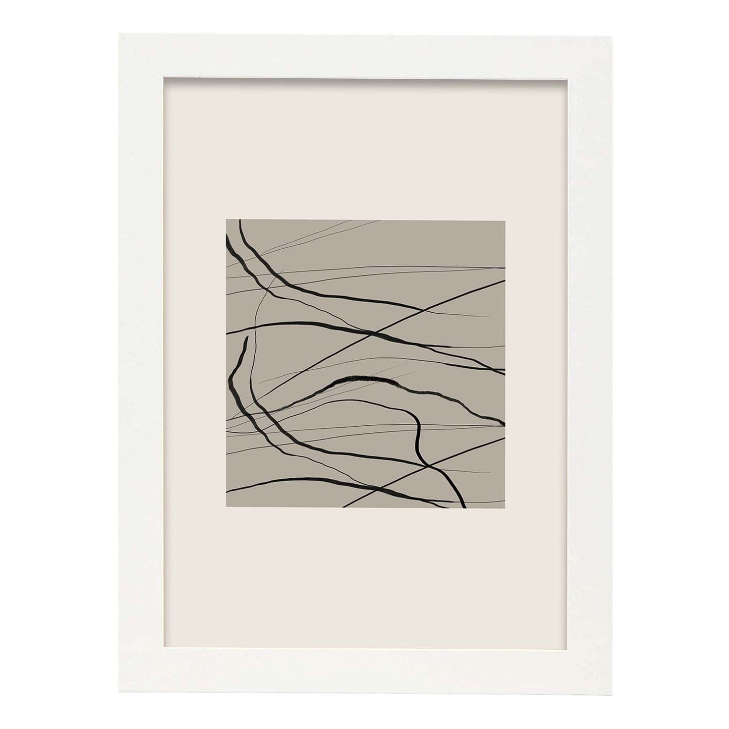 Lamina artistica decorativa con ilustración de Exposición Kline 13 estilo Abstracto-Artwork-Nacnic-A4-Marco Blanco-Nacnic Estudio SL